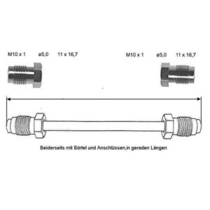Conduite de frein 140 mm 10 X 1 (cuivre-nickel) OJD - Réf. CN-0140A-A - Pièce adaptable