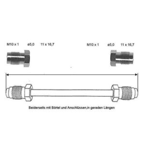 Conduite de frein 410 mm 10 X 1 (cuivre-nickel) OJD - Réf. CN-0410A-A - Pièce adaptable