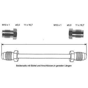 Conduite de frein 460 mm 10 X 1 (cuivre-nickel) OJD - Réf. CN-0460A-A - Pièce adaptable