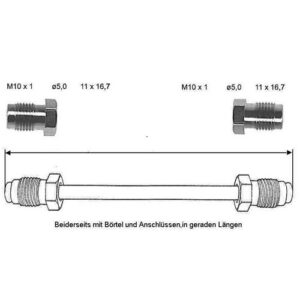 Conduite de frein 590 mm 10 X 1 (cuivre-nickel) OJD - Réf. CN-0590A-A - Pièce adaptable