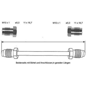 Conduite de frein 880 mm 10 X 1 (cuivre-nickel) OJD - Réf. CN-0880A-A - Pièce adaptable