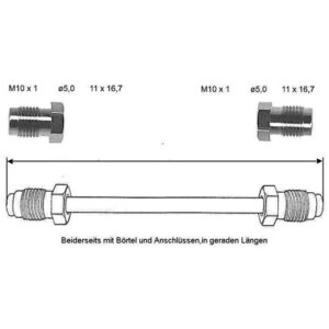 Conduite de frein 900 mm 10 X 1 (cuivre-nickel) OJD - Réf. CN-0900A-A - Pièce adaptable