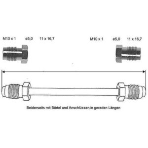 Conduite de frein 1370 mm 10 X 1 (cuivre-nickel) OJD - Réf. CN-1370A-A - Pièce adaptable