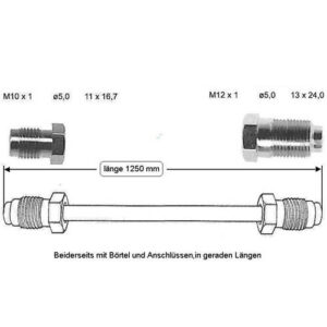 Conduite de frein 1250 mm arrière droite OJD - Réf. 1346210080 - Pièce adaptable