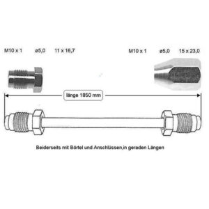 Conduite de frein 1850 mm droite ABS OJD - Réf. 1333875080 - Pièce adaptable