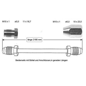 Conduite de frein 2180 mm arrière droit centre OJD - Réf. 1333816080 - Pièce adaptable