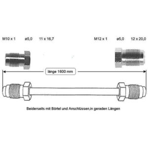 Conduite de frein 1600 mm HBZ ABS OJD - Réf. 1334430080 - Pièce adaptable