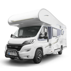 Barre de protection avant STEELER avec grille et kit de montage, revetement par - Réf. DUCATOV2-R0070-00-B - Pièce adaptable