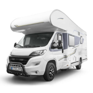 Barre de protection avant STEELER avec tole et kit de montage, revetement par po - Réf. DUCATOV2-R0070-04-B - Pièce adaptable