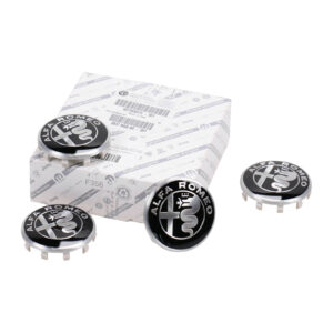 Enjoliveurs de roue logo Alfa Romeo noir et blanc lot de 4 - Réf. 71808019 - Pièce origine