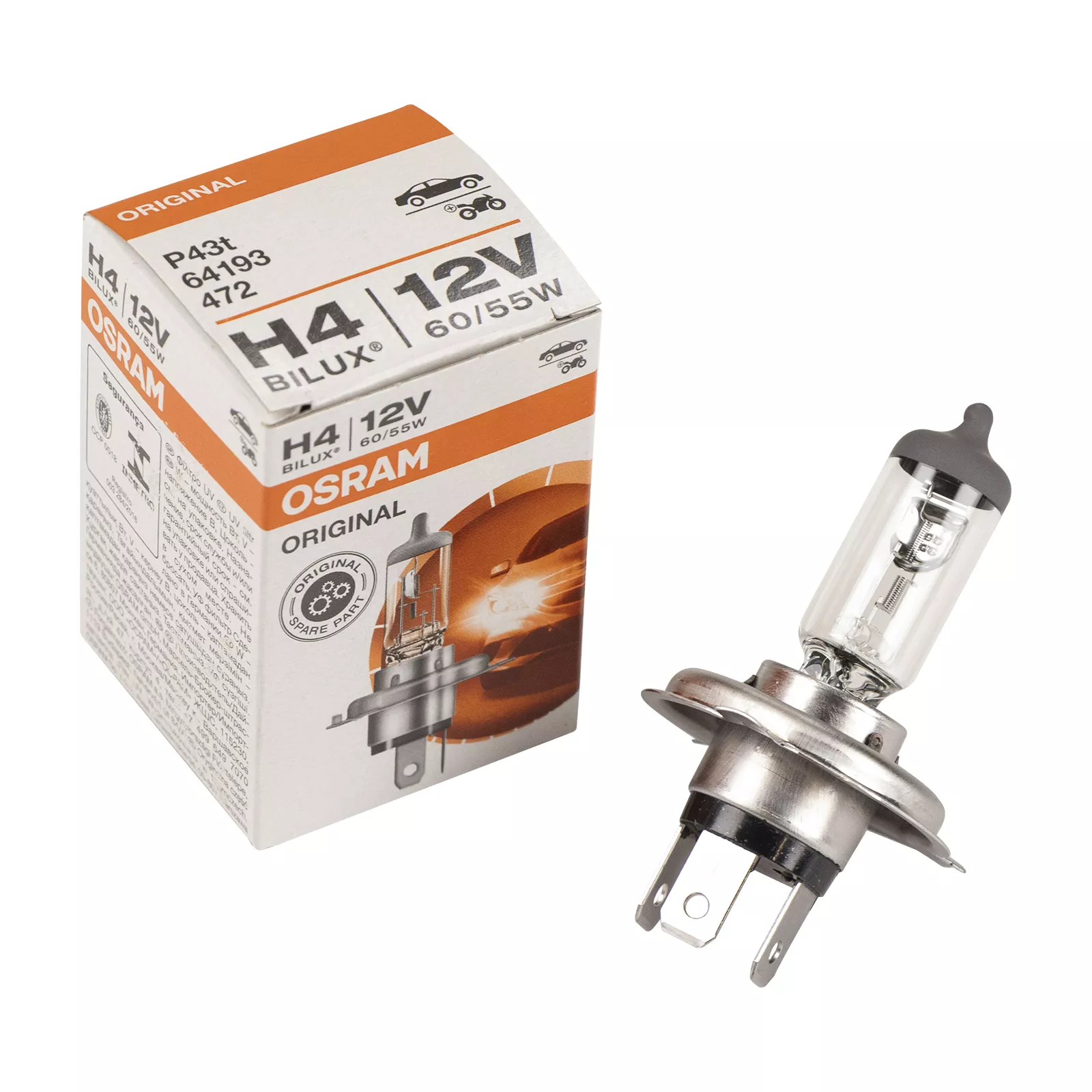 Ampoule de phare H4 60/55W 12V P43t — Réf. 8240050OSRAM