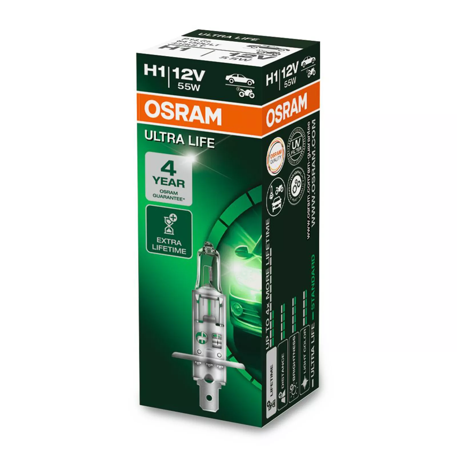 Ampoule de phare H1 55W 12V P14.5s Ultra Life — Réf. 8240056OSRAM