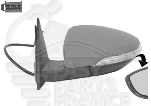 Rétroviseur gauche conducteur électrique chauffant rabattable électrique à peindre avec feu 8 pins Volkswagen New Beetle — Réf. 5C5857507R9B9
