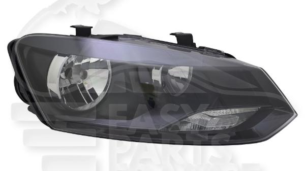 Optique avant droit passager H7+H7 électrique avec moteur f / noir - m / trendline Volkswagen Polo — Réf. 6R1941008G