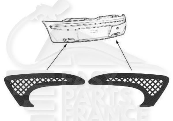 Grille inférieur de pare-chocs arrière gauche conducteur noire Fiat Punto 3 Ptes — Réf. 735277586