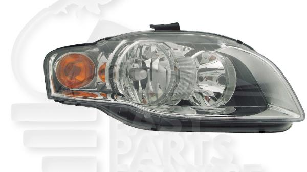 Optique avant droit passager H7+H7 électrique avec moteur feu orange Audi A4 — Réf. 8E0941004AJ