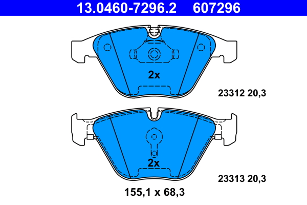 Plaquettes de frein Bmw 5 E39 95> avant E60 550 I — Réf. ATE 13.0460-7296.2