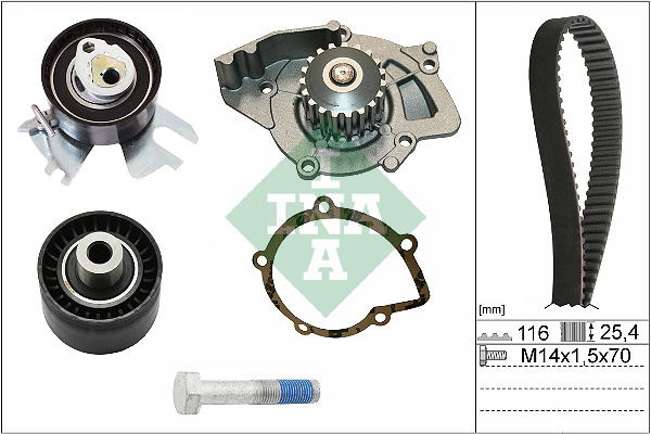 Courroie de distribution, jeu Fiat Scudo 07> 2.0 JTD — Réf. INA 530 0449 30