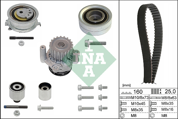 Courroie de distribution, jeu Vw Caddy IV 15> / transporter T6 / crafter 30-35 — Réf. INA 530 0550 32