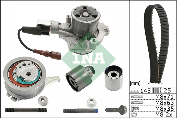 Courroie de distribution, jeu Vw Caddy III 03> [+] pompe a eau 2.0 TDI 15> — Réf. INA 530 0650 30