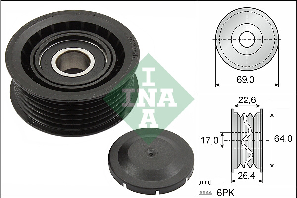 Tendeur de courroie trapézoïdale à nervures Mercedes Sprinter 06> 906 515 CDI (906.153, 906.155, 906.253, 906.255) — Réf. INA 532 0160 10